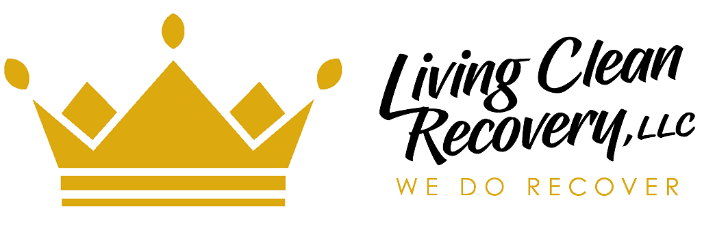 Gold crown logo with text: "Living Clean Recovery, LLC" and "We Do Recover.